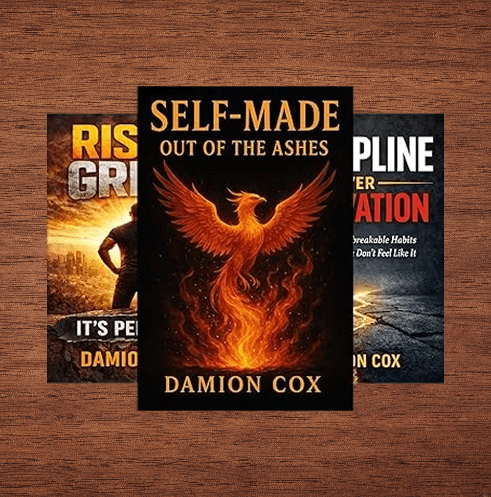 Three motivational book covers displayed