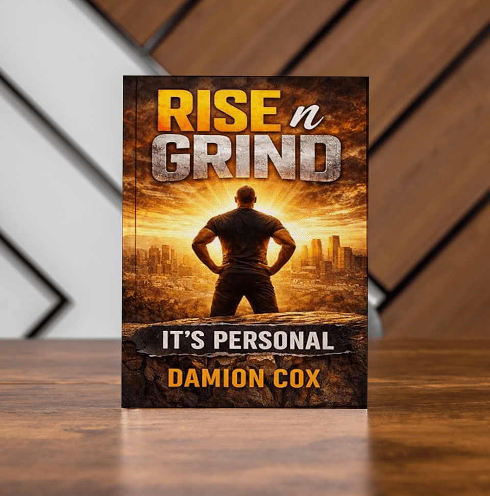 Motivational book cover with cityscape background