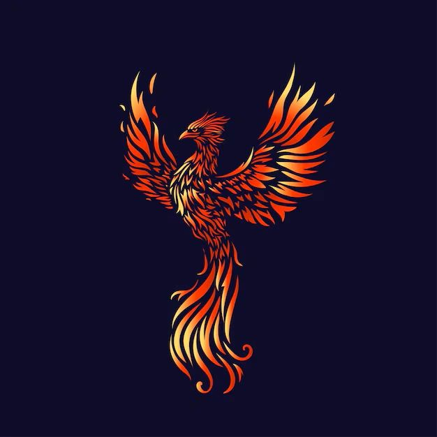 Vibrant phoenix illustration in flames